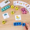 Игра на написание слов CVC Phonics Флэш-карта Деревянный строительный блок с буквами для малышей Сопоставление алфавита Дошкольное обучение Образовательная игрушка