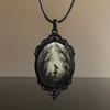 Gothic Crow Cross Glass Pendant Necklace, Popular New Jewelry In Europe and America