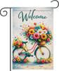 Oral Bicycle Garden Ag 12x18 Inch Welcome Spring Summer Porch Decor Double Sided Polyester Outdoor Yard Decor Kkz