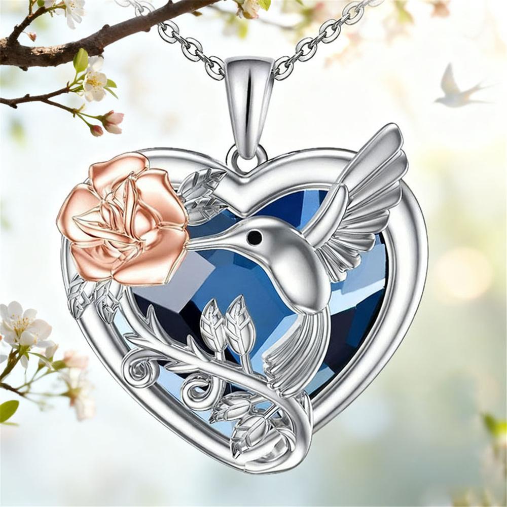 Cute Animal Female Metal Flower Bird Leaf Pendant Necklace Silver Color Wedding Jewelry For Women