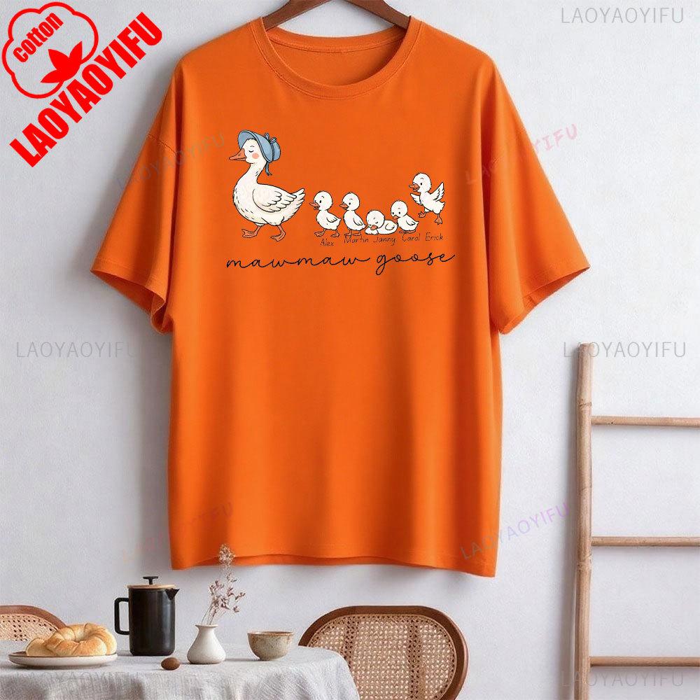Goose Shirt Grandma Shirt Goose Retro Gift Short-sleeve O-neck Streetwear Classic Pattern High Quality Cotton Tees Streetwear
