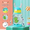 Пластиковая бутылка для воды с мультяшным рисунком для детей с соломинкой