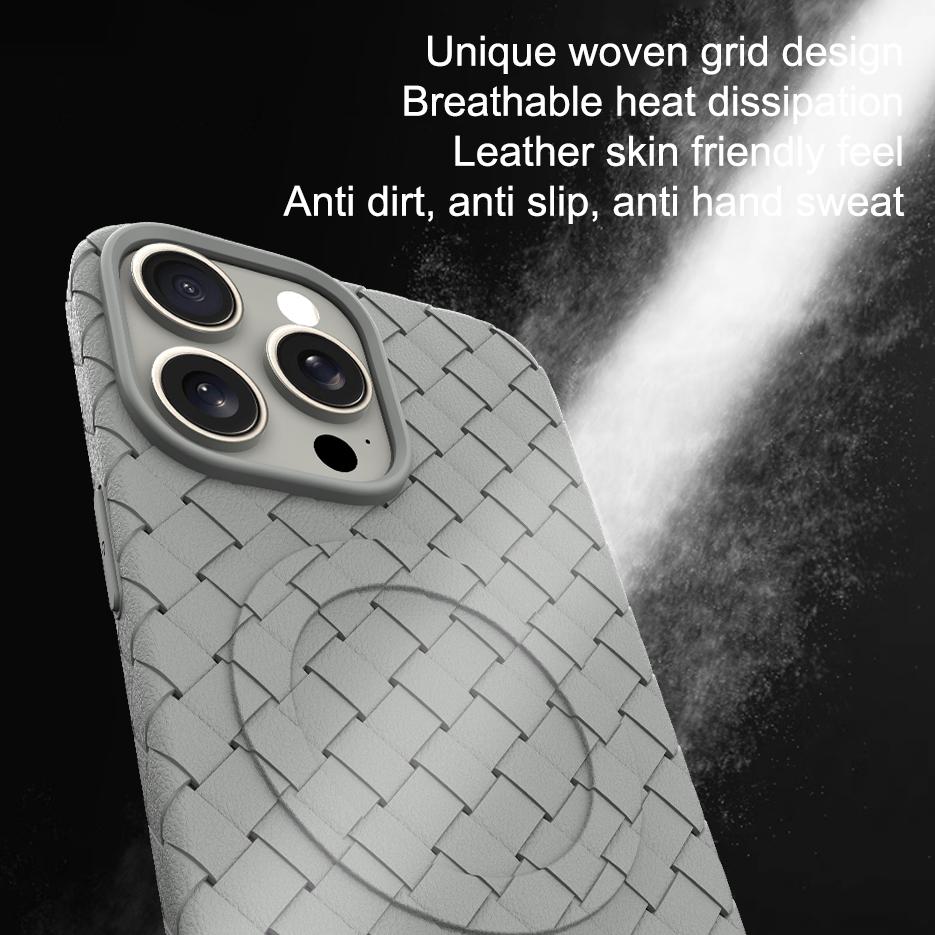 Для магнитного беспроводного зарядного чехла Magsafe для iPhone 16 15 14 12 13 Pro Max дышащий охлаждающий тканый сетчатый мягкий силиконовый чехол