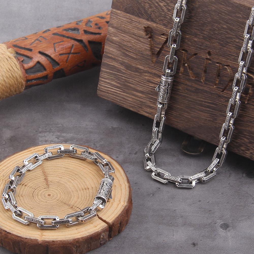 Викинг литой кубинская цепь мужской тонкий браслет и ожерелье из нержавеющей стали полированная цепь с четырехгранной огранкой подарок парню
