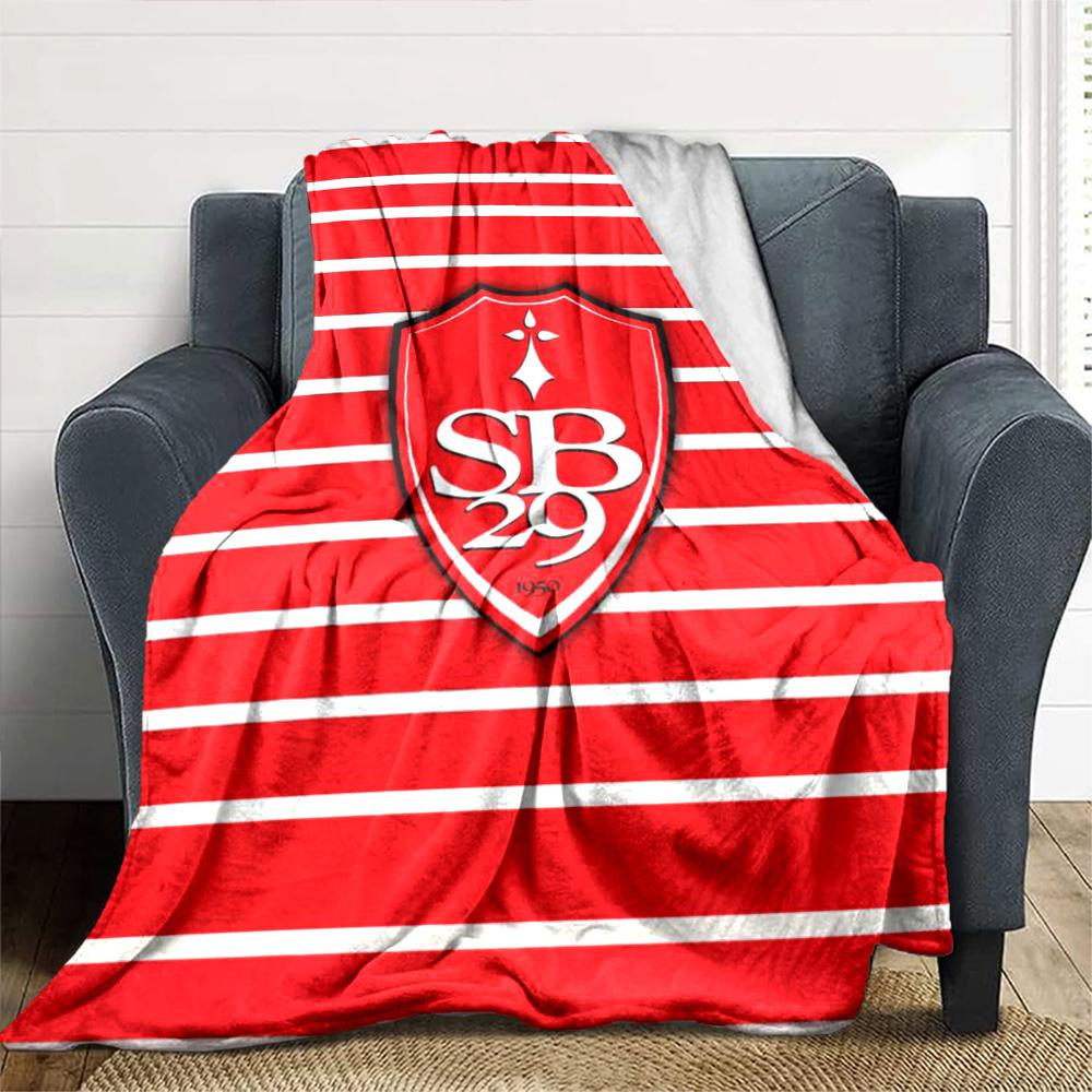 Stade Brestois 29 Print Flannel Blanket High Quality Warm Comfortable Cover for All Seasons Perfect for Gifts Home Decor