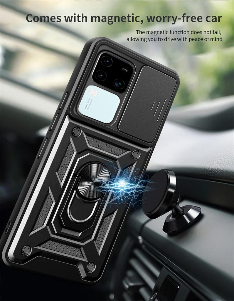 Armor Slide Camera Funda For Vivo V30 Pro 5G Case Magnetic Ring Stand Cover For Vivo V30E V 30 e VivoV30 V30Pro 5G Protect Coque