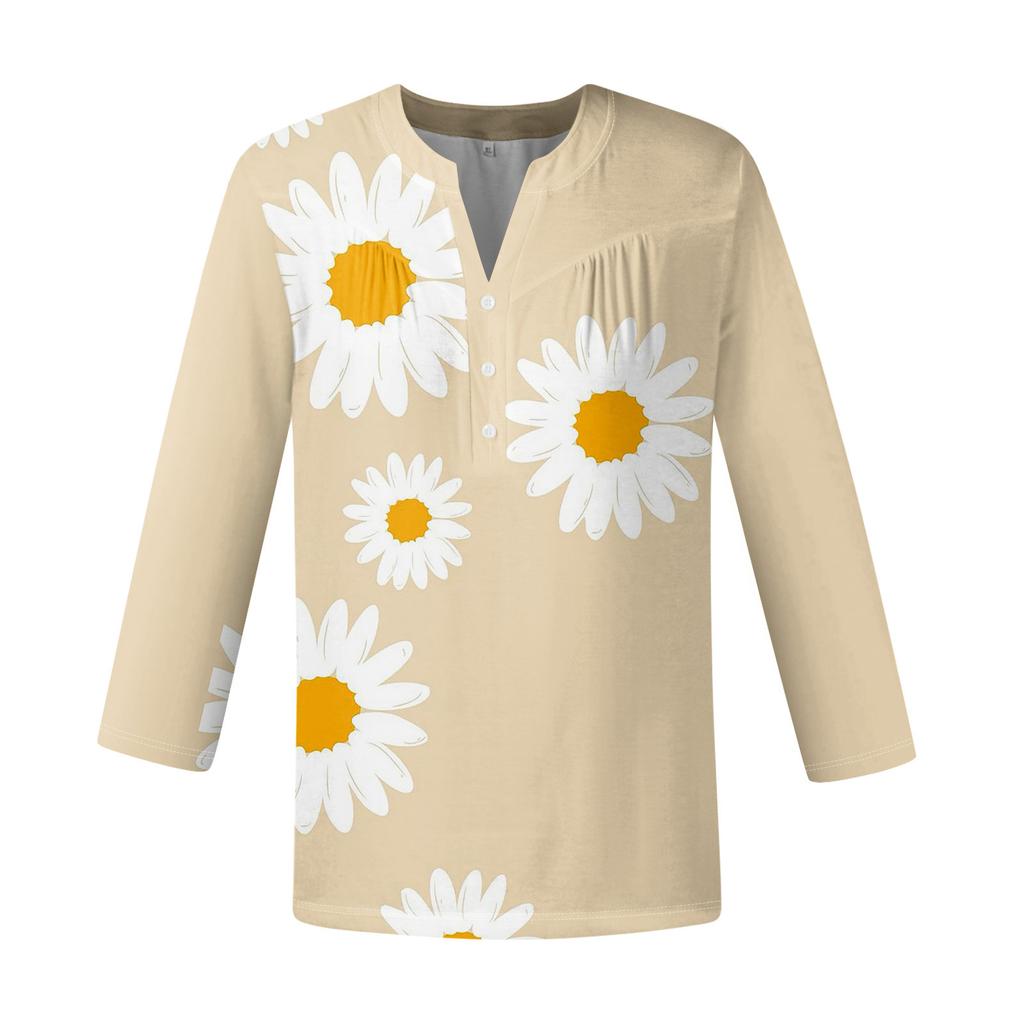 Женская мода повседневный топ с длинным рукавом и круглым вырезом с цветочным принтом