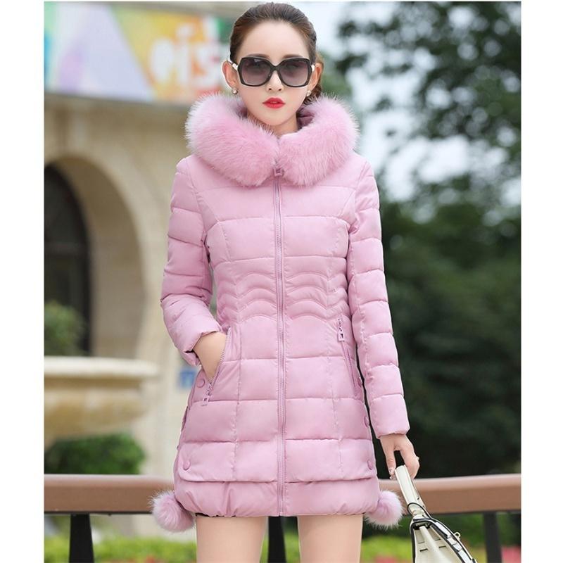Women's Winter Coat Long Cotton Padded Jacket Slim Female Thick Down Jacket