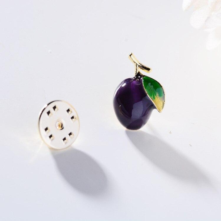 Blucome Cute Blueberry Copper Brooches for Women Men Suit Coat Hijiab Pins