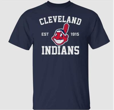 Футболка Cleveland Indians Основана в 1915 году Шеф Ваху Подарок Мужская Темно-синяя Унисекс Все размеры N