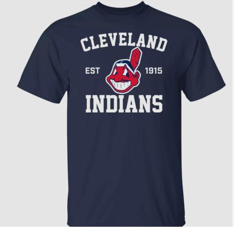 Футболка Cleveland Indians Основана в 1915 году Шеф Ваху Подарок Мужская Темно-синяя Унисекс Все размеры N