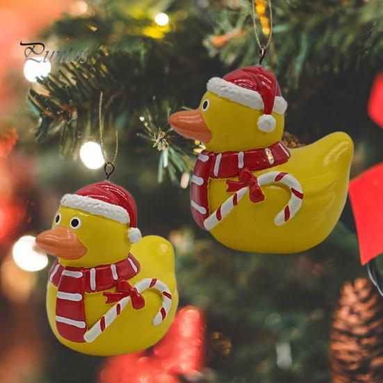 Рождественская подвесная утка, украшение для дома и улицы, рождественская елка, шарф из рогов лося, желтая утка, украшение из смолы, кулон, праздничный подарок