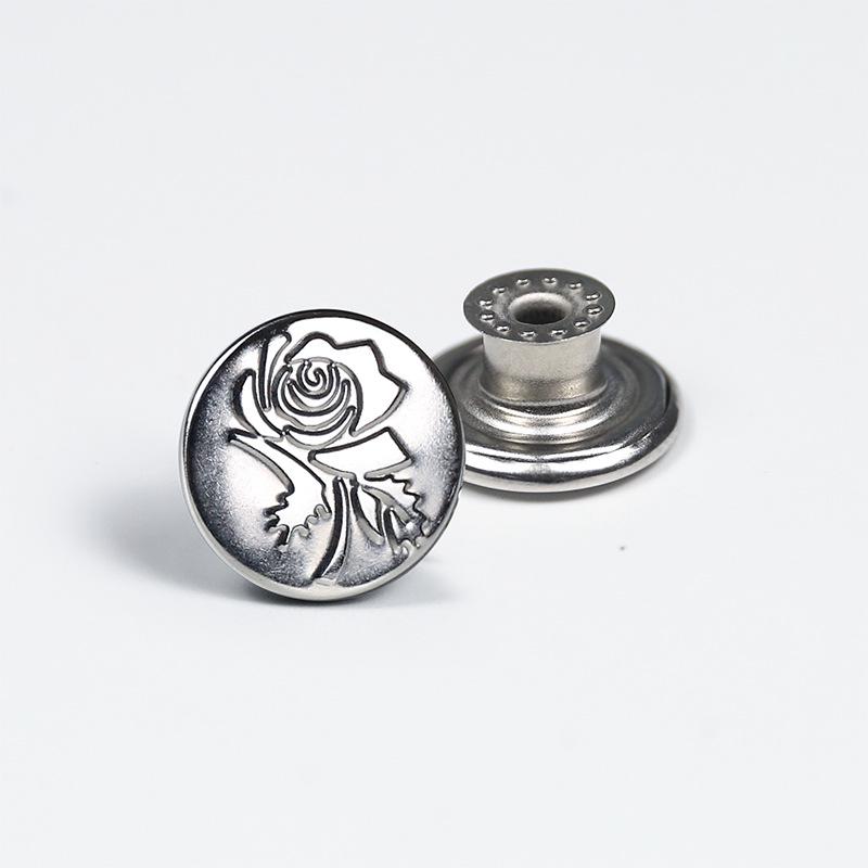 Античная бронза гладкая металлическая пуговица-гвоздик для джинсов, курток и комбинезонов с гравировкой