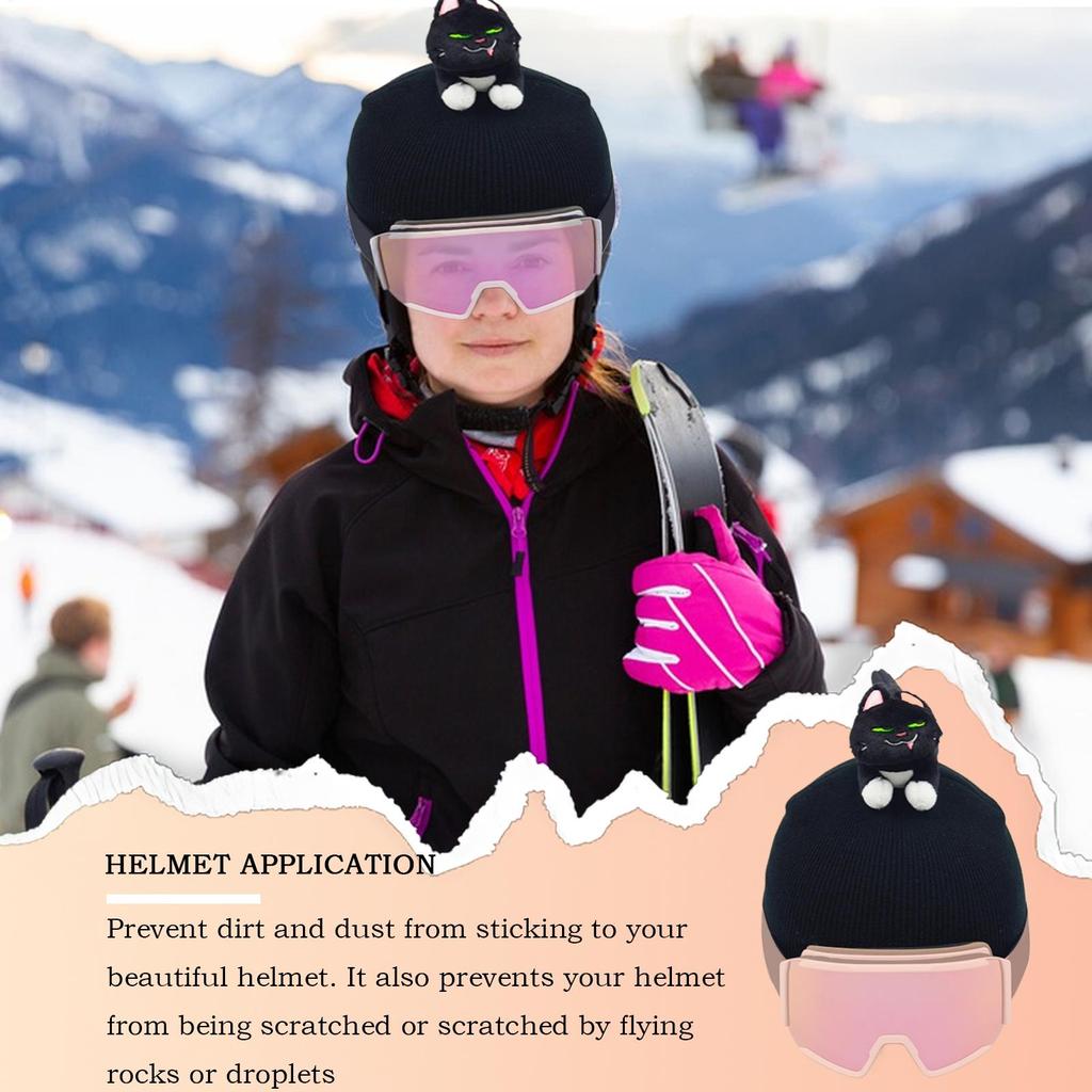 Новая милая шапка-шлем для катания на лыжах с ушками кошки, двойная доска, мужчины, женщины, одинарная доска, черная, плюшевая, накладка на шлем, защита для улицы, теплая