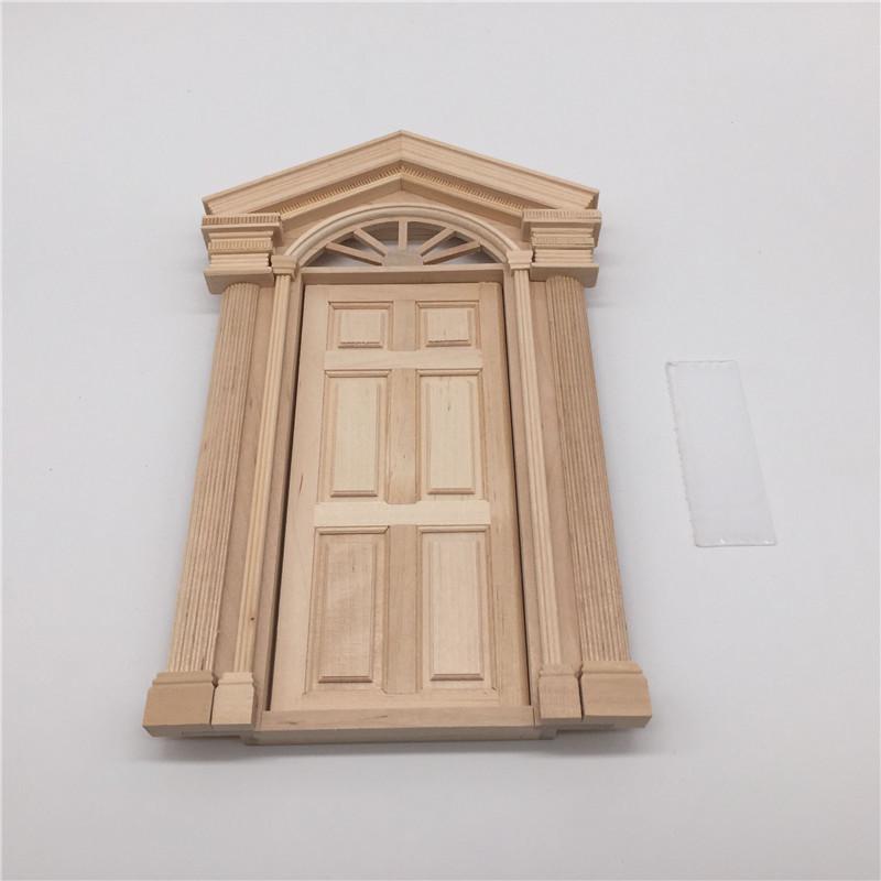 1:12 Имитация мебели для кукольного домика Мини-мебель Дверь для дома своими руками Деревянная дверь Аксессуары для дома