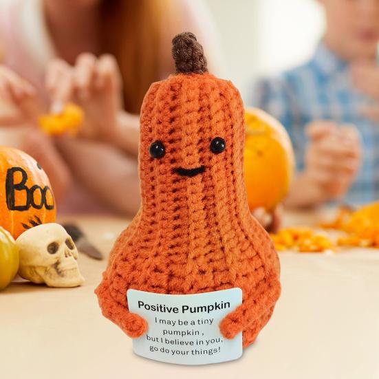 Halloween Pumpkin Decoration Crochet Pumpkin Hug Handmade Positive Energy Ornament for Mental Health Support