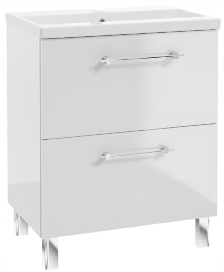 Szafka łazienkowa z umywalką baterią i syfonem 60x80cm Stojąca Biały połysk Cassandra