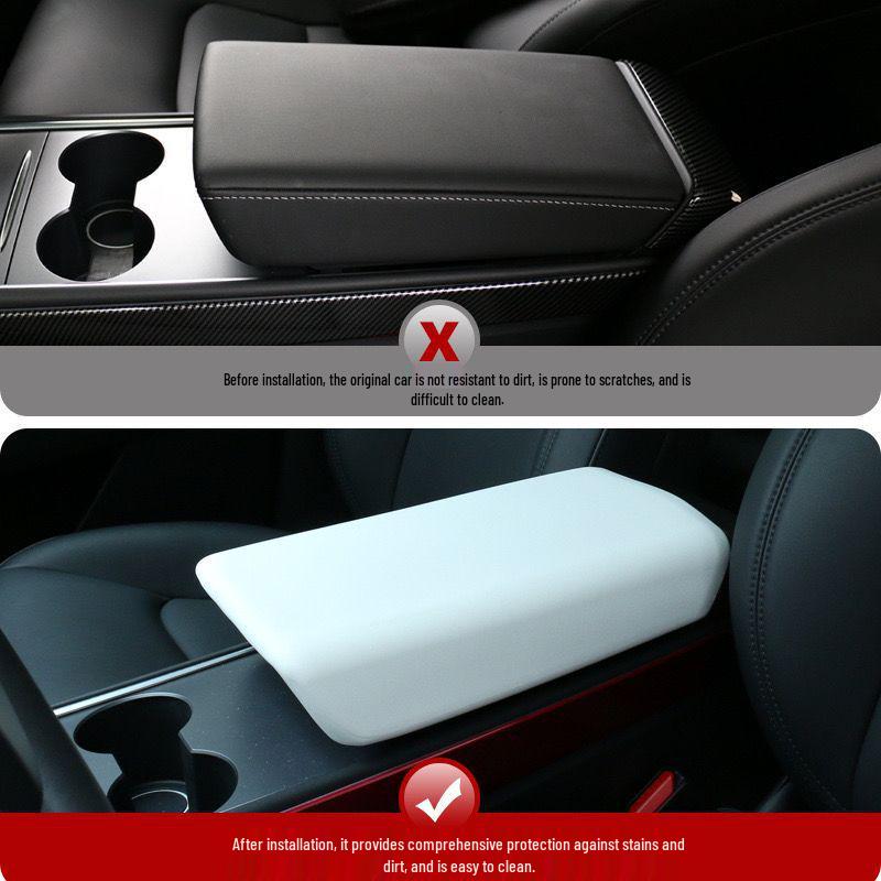 Tesla Model 3/Y Armrest Box Cover: Center Console TPE Protective Interior Cover
