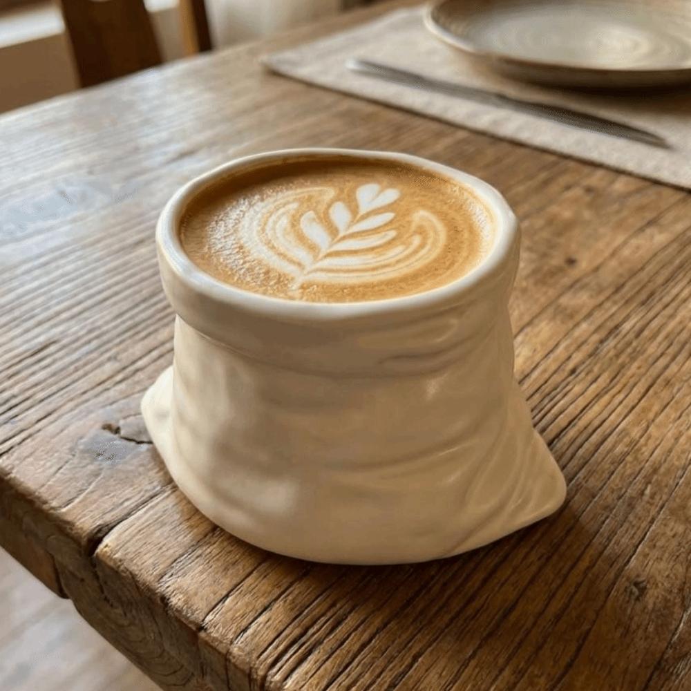 Large-caliber Cloth Bag Shaped Mug Heat-resistant Irregular Mugs Bag Ceramic Cups  Home Gathering