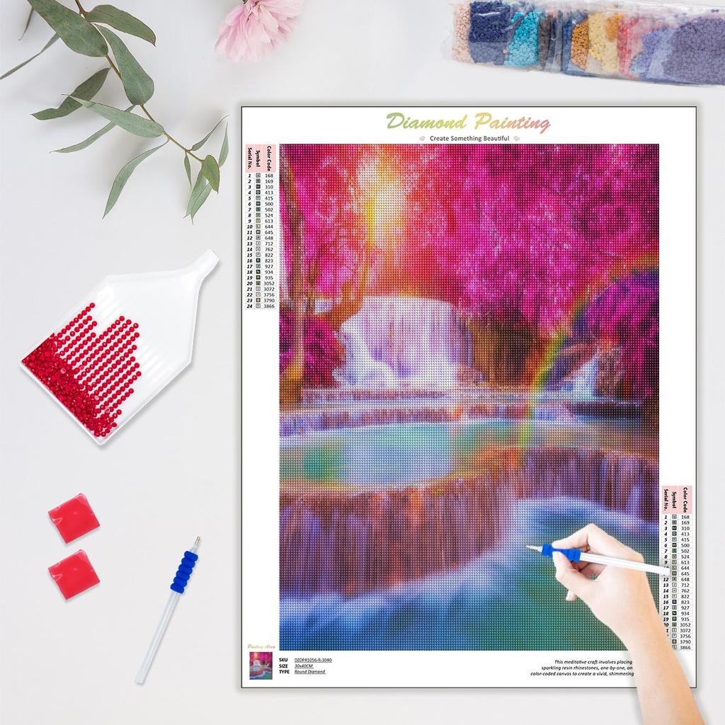 Diamond Painting Waterfall Kits For Cross Stitch 5D Embroidery Tree Landscape Mosaic Needlework Decor For Home 30x40cm/12x16inch