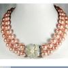 2 Rows Real Pink Pearl Shell Flower Clasp Necklace