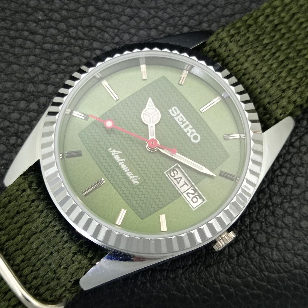 ВИНТАЖНЫЕ ОТРЕМОНТИРОВАННЫЕ МУЖСКИЕ АВТОМАТИЧЕСКИЕ ЧАСЫ SEIKO 6309A ЯПОНИЯ ЗЕЛЕНЫЙ ЦИФЕРБЛАТ a443161-1