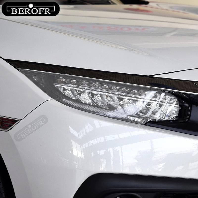 For Honda Civic 10th 2016- 19  TPU Car Headlight Film Protective Sticker Lamp Hoods Transparent Smoke Black Accessories