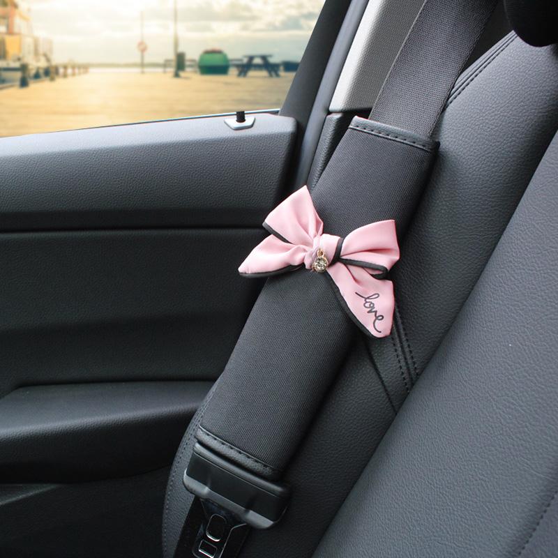 Милый розовый бант с бриллиантами Универсальная автомобильная подушка для шеи Четыре сезона Ледяной шелк Подголовник для автосиденья Держатель Поддержка поясницы Автоаксессуары
