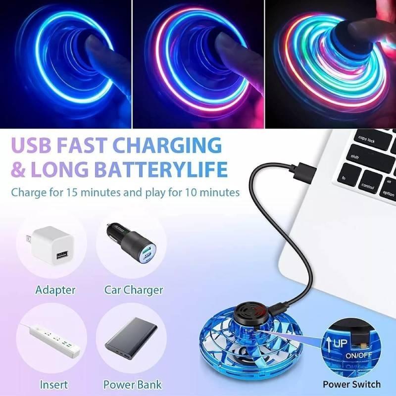 Customizable Led Glowing Ufo Fidget Spinner For Kids Stress Relief