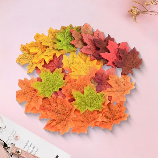 200 шт. искусственных кленовых листьев, реалистичные поддельные шелковые красочные осенние кленовые листья, украшение