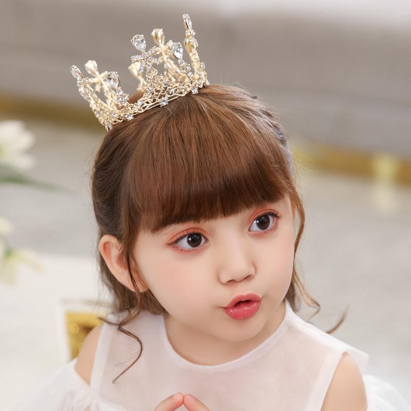 Детская корона-тиара для девочек, новая корона, обруч для волос с кристаллами, модель, аксессуары для подиума, заколка для волос принцессы