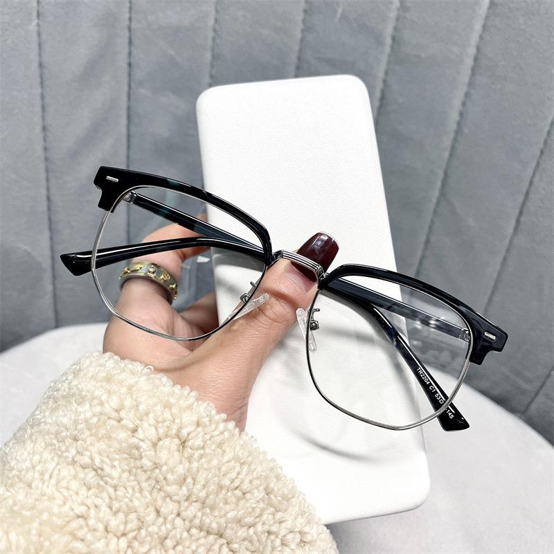 Myopia Glasses Men's Leisure Business Half-frame Anti-Blu-ray High-definition Glasses Frame Women's Fashion