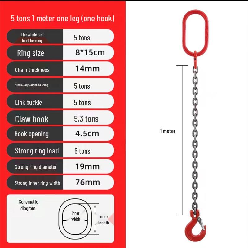 Lifting Chain Sling Set with Four Legs and Two Hooks - Grade 80 Manganese Steel Rigging