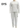 2 Pcs/Set Women Top Pants Suit Round Neck Long Sleeves Solid Color Irregular Sweatshirt Drawstring Elastic Waist Trousers Daily Wear Sport Outfit