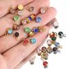 10pcs Stainless Steel Birthstones 6mm Zircon Charms Pendants Rhinestone Crystal Beads for Necklace Bracelet Jewelry Making DIY