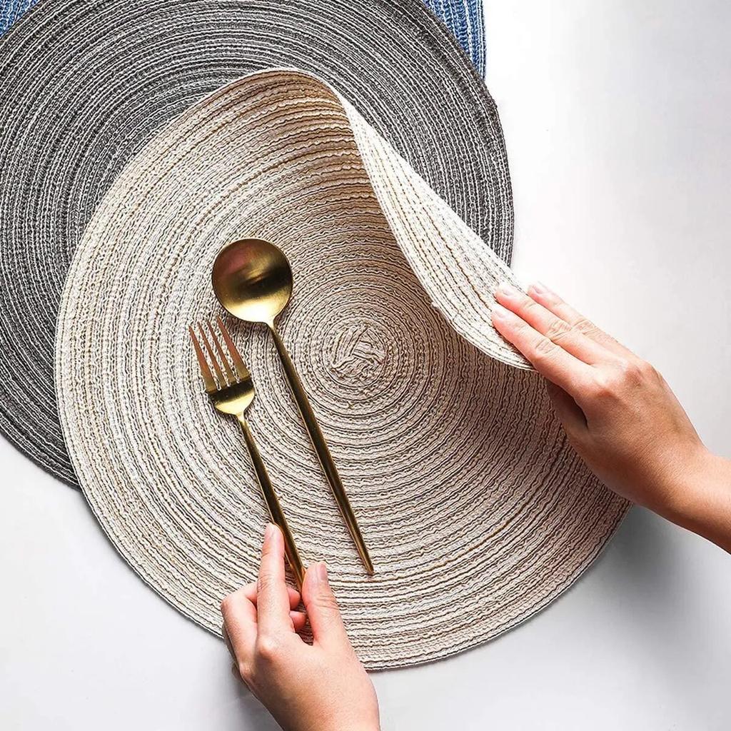 6 шт. плетеные круглые коврики для кухонных обеденных столов, дорожка для обеденного стола, теплоизоляция, нескользящие моющиеся салфетки, рождественские коврики для стола, украшение для дома, подставка для подставок