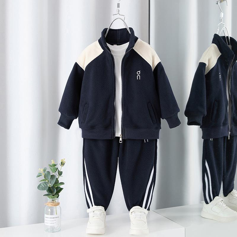 Зимний спортивный комплект из двух предметов для мальчиков с флисовой подкладкой, 2025