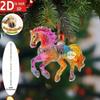 Running Horse Acrylic Decorative Pendant Holiday Christmas Tree 2026 New Year 2D Flat Xmas Pendant Ornament Party Supplies