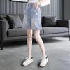 Женские стираные джинсовые капри с вышивкой, широкие