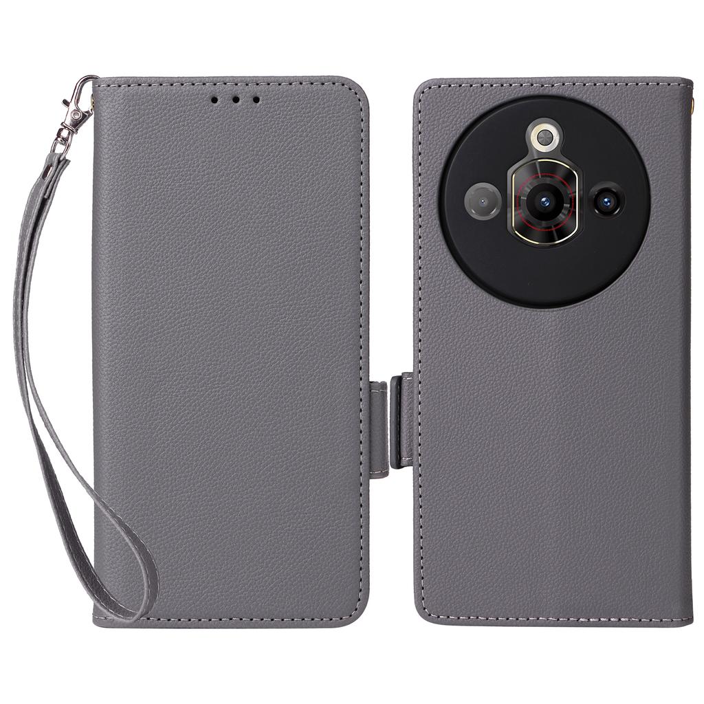 For ZTE nubia Focus Pro Case with Wrist Strap Litchi Texture PU Leather Wallet Phone Cover