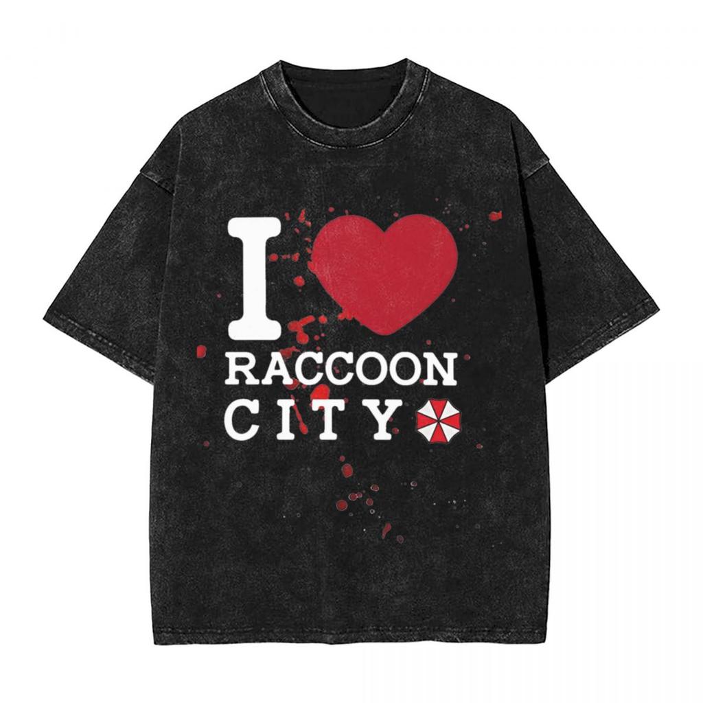 Men I Love Raccoon City Residented Evils 4 Vintage T Shirts Tops Summer Short Sleeve T Shirt Crew Neck Novelty Casual Tee Shirt