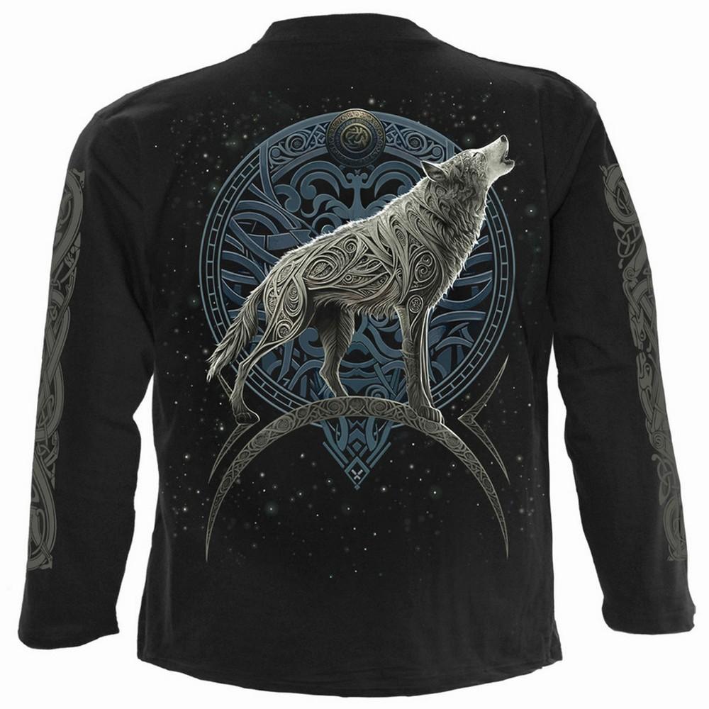 Spiral Direct Unisex Adult Celtic Wolf Back Print Long-Sleeved T-Shirt