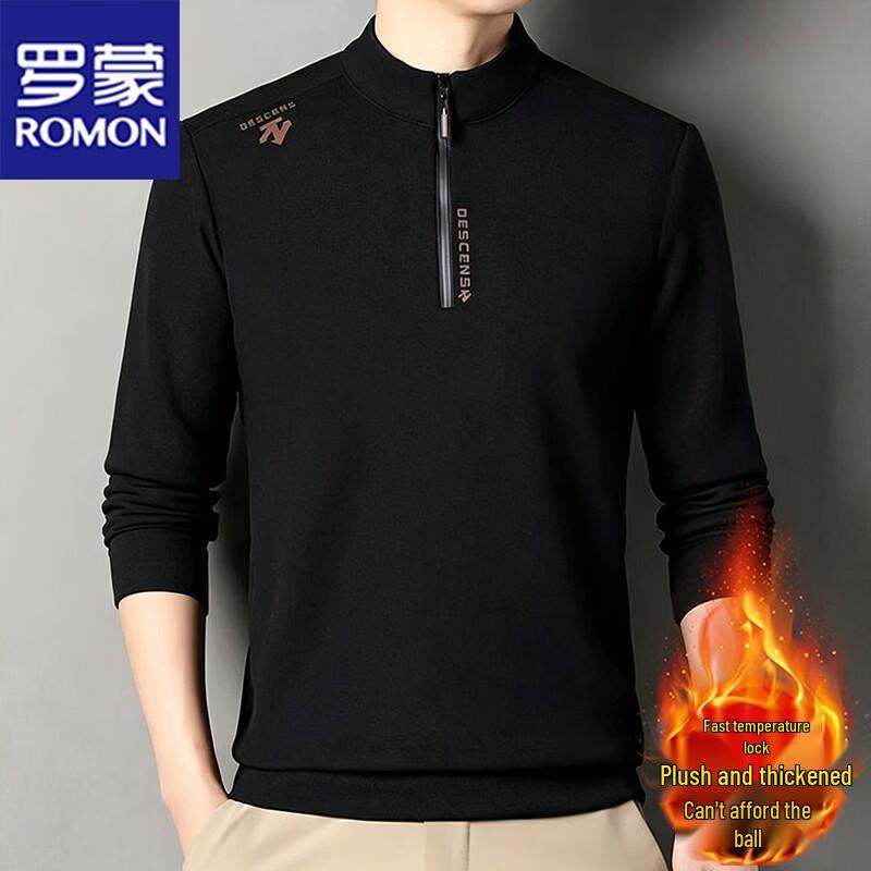 ROMON Men's Fleece-Lined Half-Zip Long Sleeve Sweatshirt