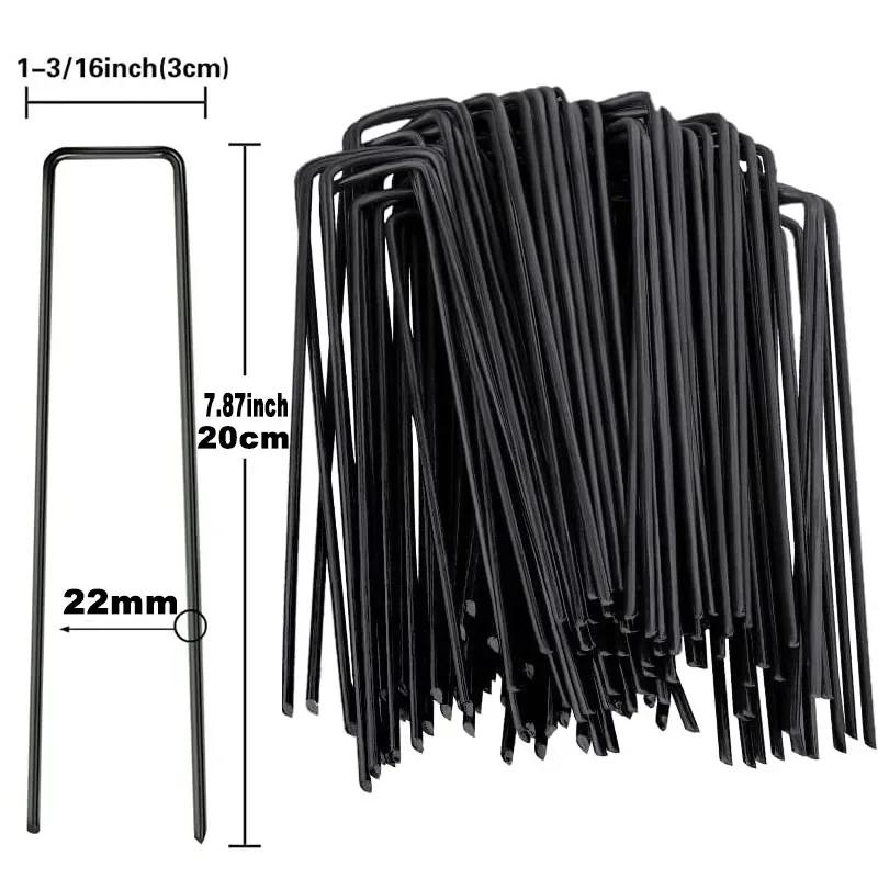 Садовые скобы U-типа, прочные колья для заборных труб, штыри для дерна, оцинкованные садовые шипы для удержания газонов, гвозди для ограждения земли