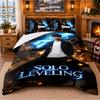 Solo Leveling Pattern Bedding 3Pcs Set Bed Sheet And Pillowcases For Indoor Bedroom