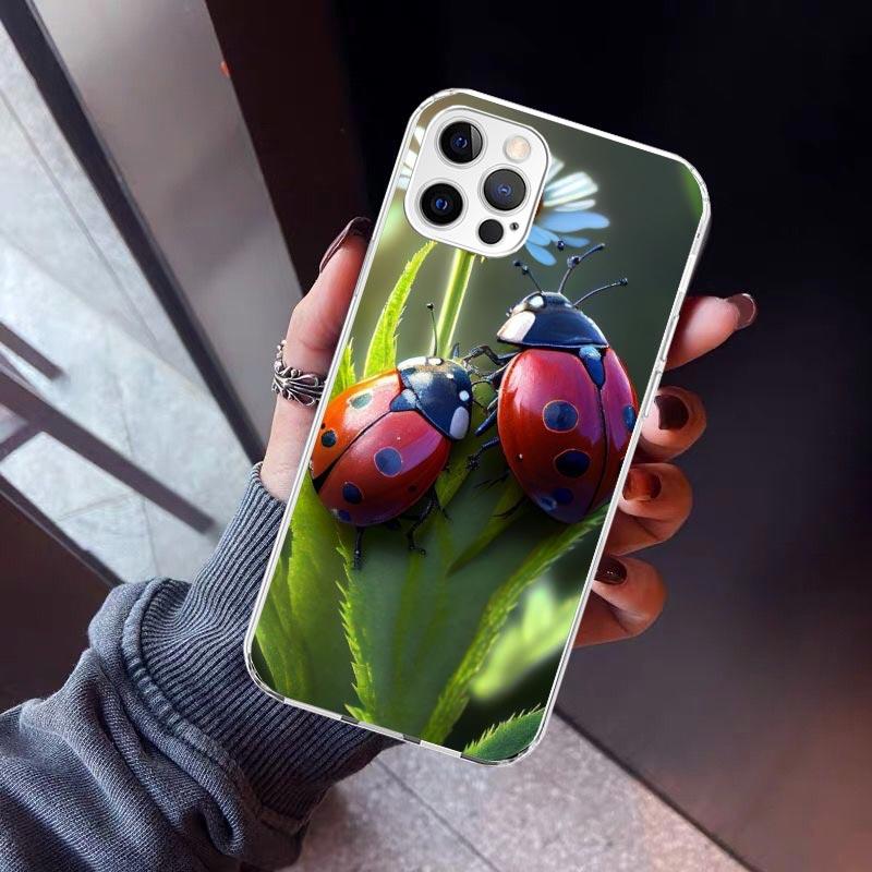 Чехол для телефона 'Семиточечная божья коровка' для iPhone 17 Air 11 13 Mini 14 15 Plus 16 12 Pro Max 16E SE 7 8 Рисунок Мягкий ТПУ Задняя крышка