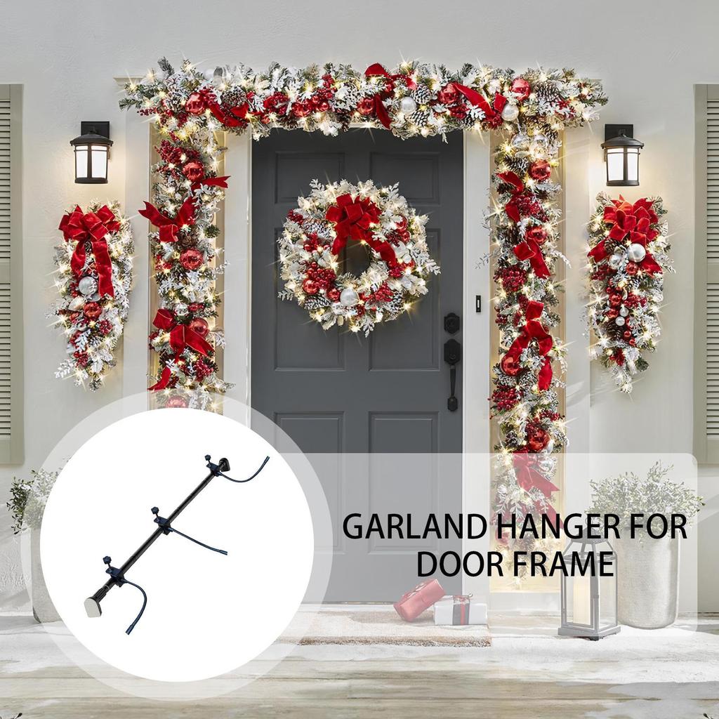Door Frame Garland Hanger Christmas Halloween Garland Hanger Adjustable Metal Hanging Rack Holder For Wreath String Light