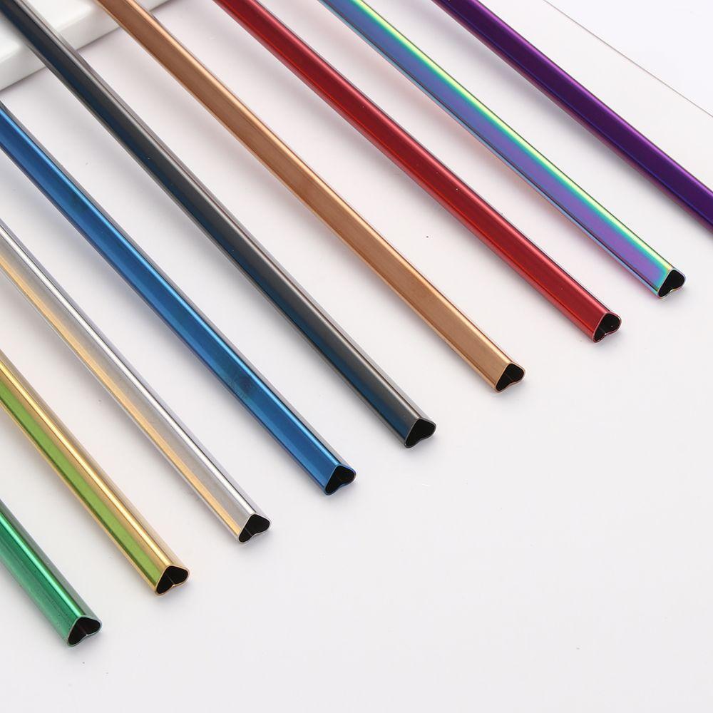 Portable Kitchen Accessories Heart-shaped Metal Straws Reusable Straw Drinking Straw Bar Tool