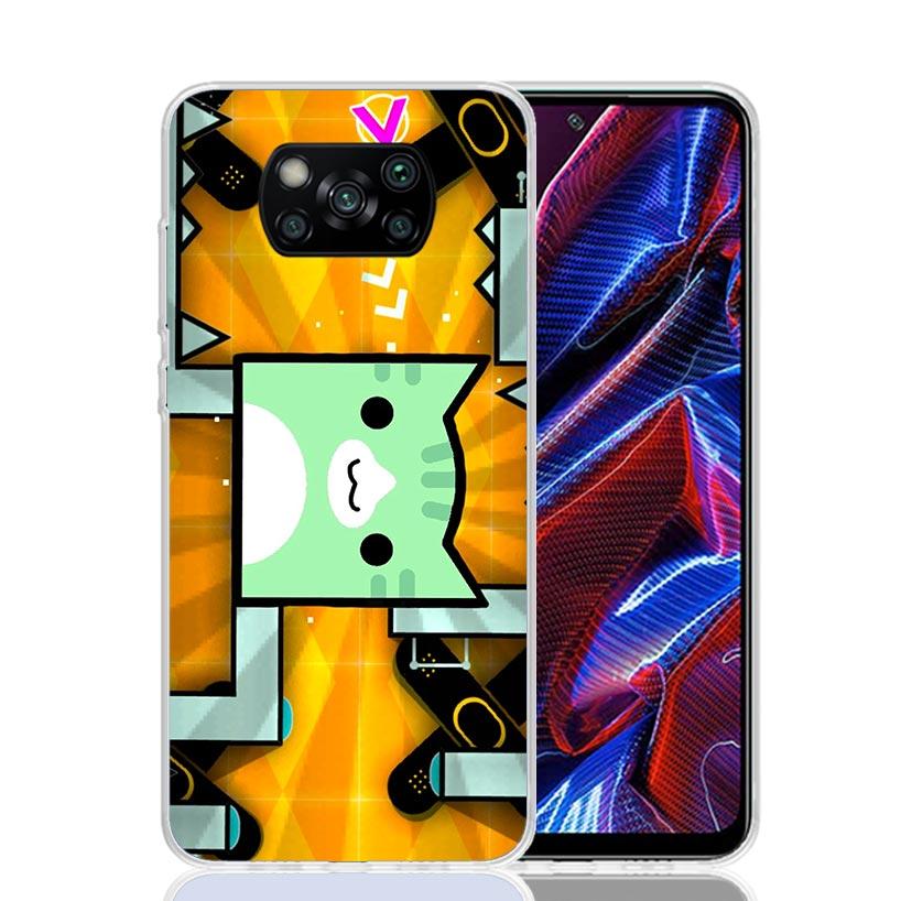 Geometry Dash Game Phone Case For Xiaomi Poco X7 X6 X5 Pro F7 Ultra Redmi 15C 15 13 13C 12 12C 10 10A 10C 9 9A 9C 9T Cover Poco