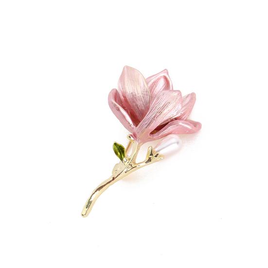 Magnolia Brooch Zinc Alloy Pin with Oil Dripping Process Decorative Pin T-Shirts Dresses Coats Badge Jewelry Accessory